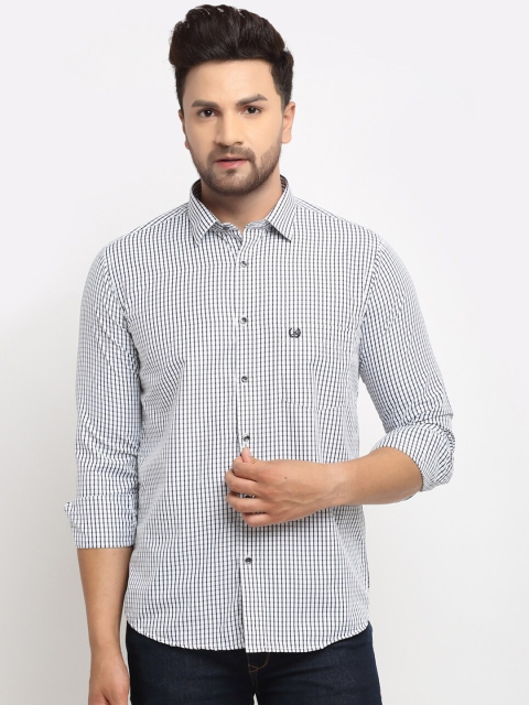 

La Mode Men White Slim Fit Opaque Checked Cotton Casual Shirt
