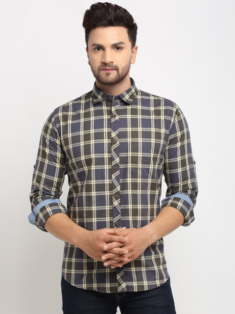 

La Mode Men Brown Slim Fit Opaque Checked Casual Shirt