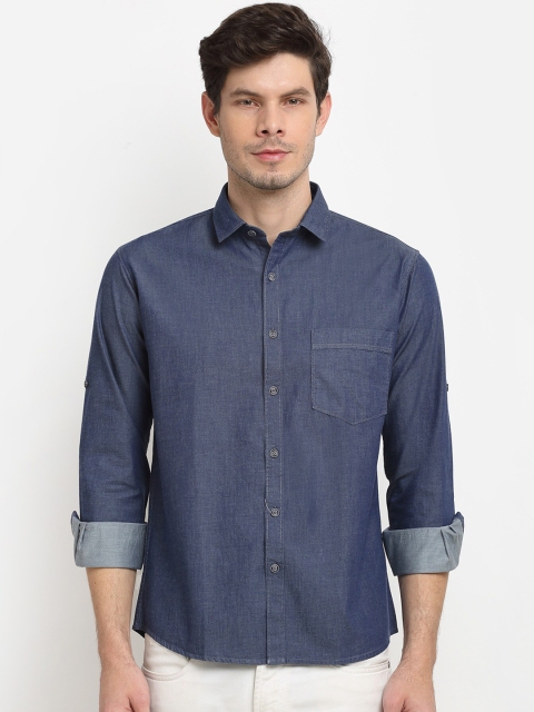 

La Mode Men Pure Cotton Blue Slim Fit Casual Shirt