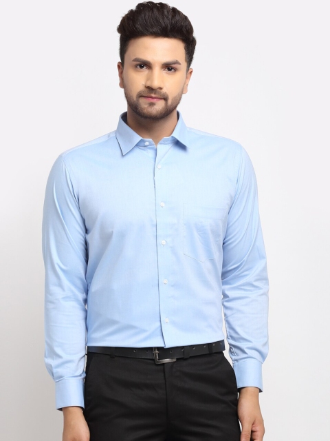 

La Mode Men Blue Slim Fit Opaque Pure Cotton Formal Shirt