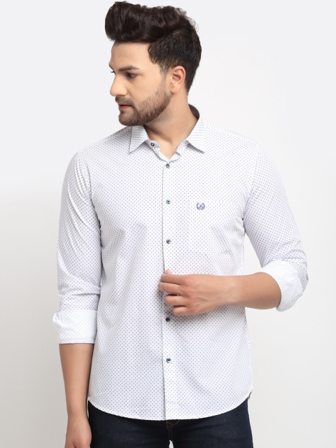 

La Mode Men White Slim Fit Opaque Printed Pure Cotton Casual Shirt