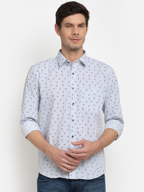 

La Mode Men Blue Slim Fit Opaque Printed Cotton Party Shirt