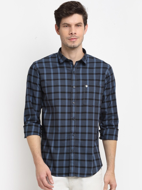 

La Mode Men Blue Slim Fit Tartan Checks Opaque Checked Casual Shirt
