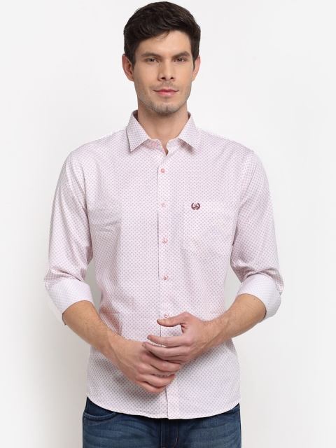 

La Mode Men Pink Slim Fit Opaque Printed Cotton Casual Shirt