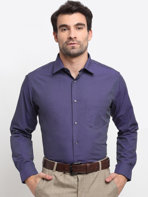 

La Mode Men Navy Blue Pure Cotton Solid Slim Fit Formal Shirt