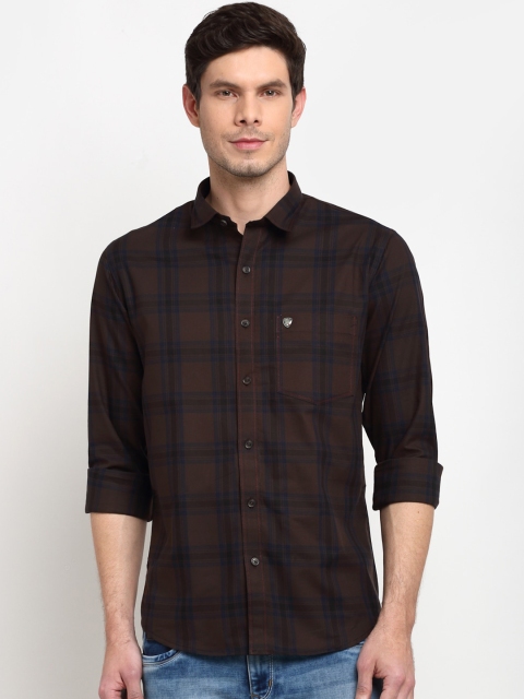 

La Mode Men Brown Slim Fit Opaque Checked Casual Shirt