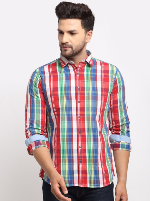 

La Mode Men Pure Cotton Multicoloured Checked Slim Fit Casual Shirt, Multi