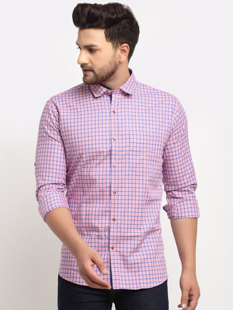 

La Mode Men Pink Slim Fit Opaque Checked Casual Shirt