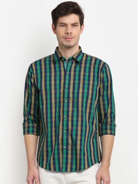 

La Mode Men Green Slim Fit Tartan Checks Opaque Cotton Casual Shirt