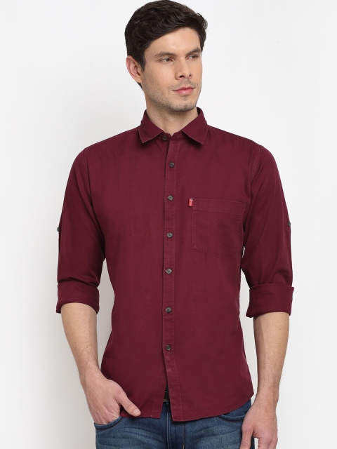 

La Mode Men Maroon Slim Fit Opaque Pure Cotton Casual Shirt