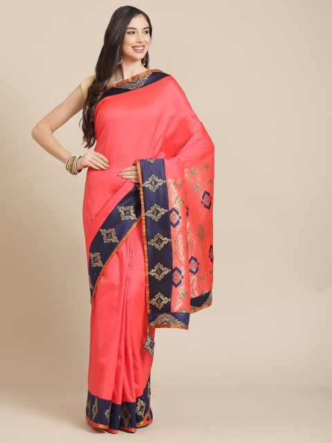 

SHANGRILA Pink Woven Design Zari Art Silk Saree