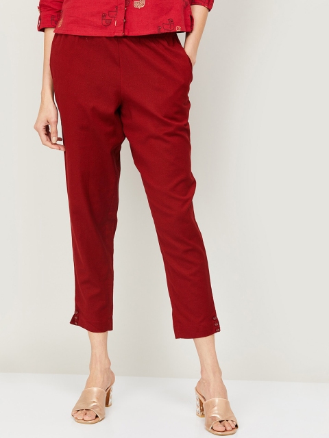 

Melange by Lifestyle Women Maroon Cotton Trousers
