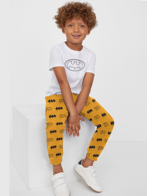 

BONKIDS Boys Mustard-Yellow & Black Batman Printed Jogger