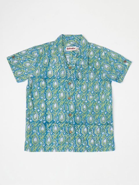 

Fabindia Boys Blue & Green Opaque Paisley Printed Cotton Casual Shirt