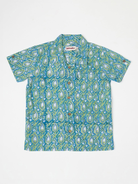 

Fabindia Boys Blue & Green Paisley Printed Cotton Casual Shirt