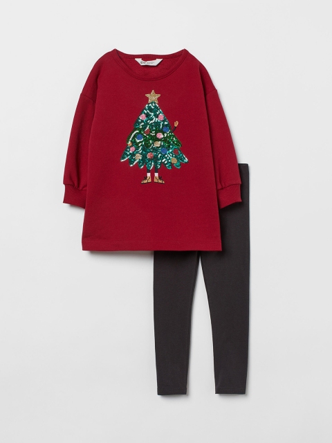 

H&M Girls Grey & Red 2-piece printed set