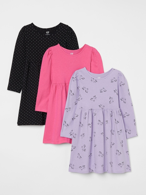 

H&M Girls 3-pack Cotton Dresses, Multi