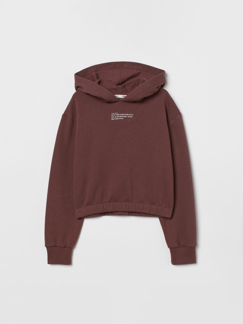 

H&M Girls Cropped hooded top, Brown