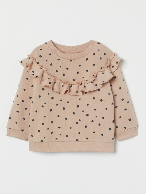 

H&M Girls Beige & Black Printed Sweatshirt