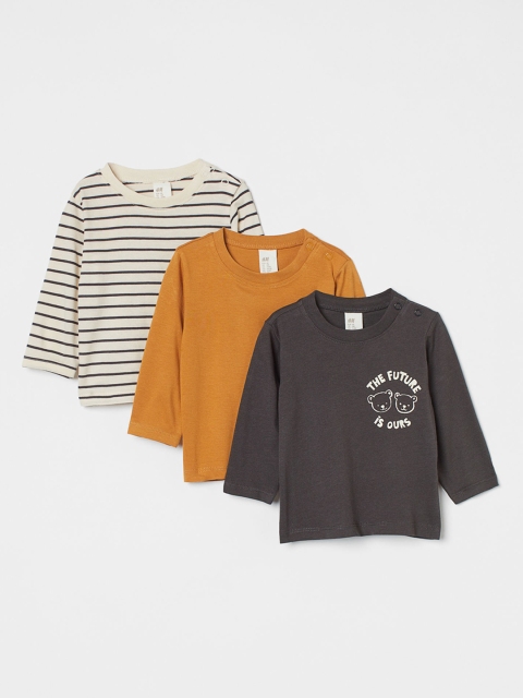 

H&M Boys Grey & Orange 3-Pack Cotton Tops