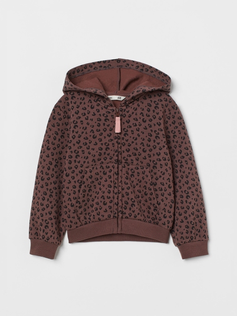 

H&M Girls Brown & Black Animal Print Zip-Through Hoodie