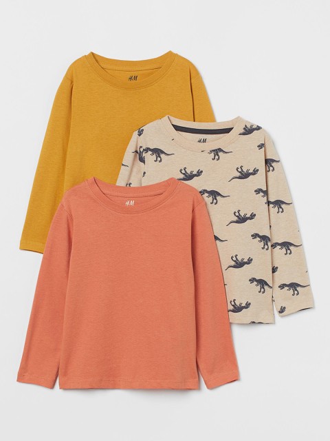 

H&M Kids Girls Yellow Orange & Beige 3-pack jersey tops