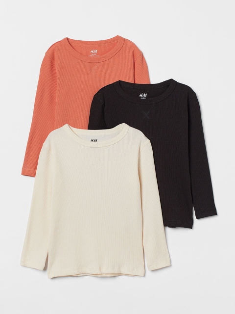 

H&M Boys 3-pack Ribbed Jersey Tops, White