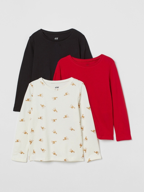 

H&M Girls 3-Pack Long-Sleeved Tops, Multi