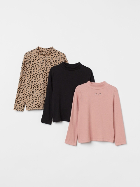 

H&M Girls Multi 3-Pack Jersey Tops, Black