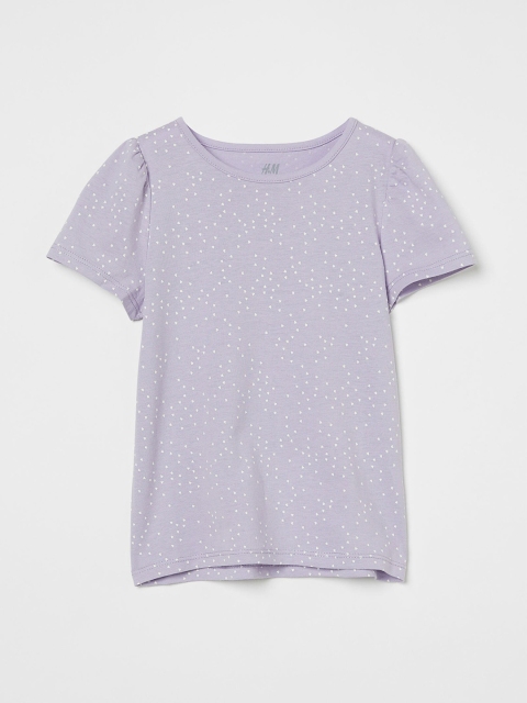

H&M Girls Purple Puff-Sleeved Jersey Top