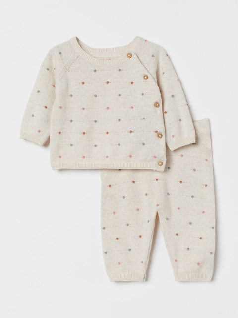 

H&M Girls Beige Printed 2-piece cotton set