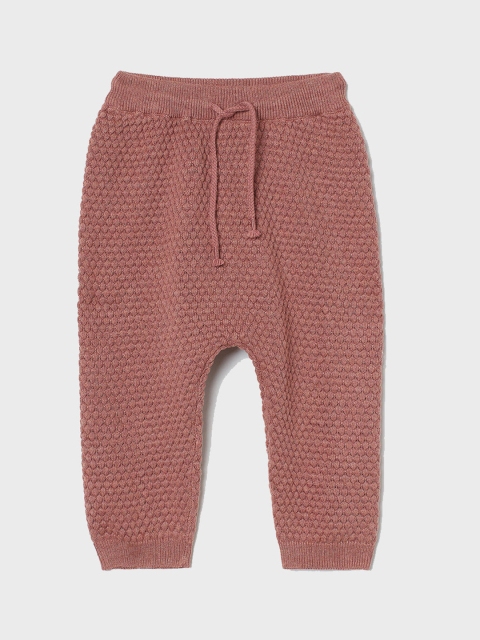 

H&M Girls Pink Cotton Textured-Knit Trousers