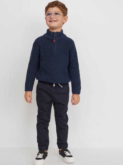 

H&M Boys Blue Solid Cotton Twill Joggers