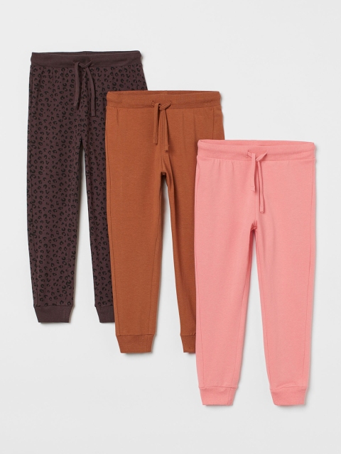 

H&M Girls Pink & Brown 3-Pack Jersey Joggers