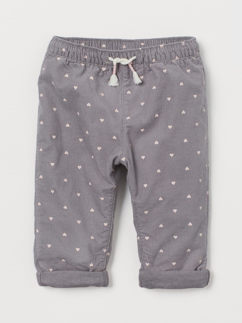 

H&M Girls Grey & Pink Lined corduroy trousers
