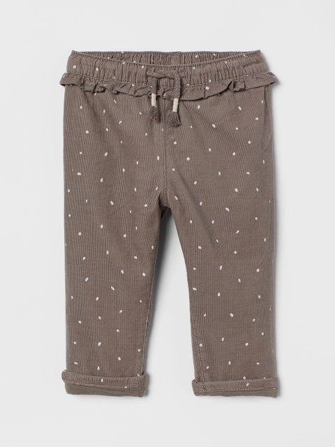 

H&M Girls Grey Printed Cotton Lined Corduroy Trousers
