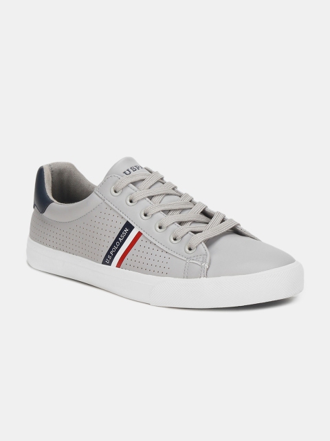 

U.S. Polo Assn. Men Grey Perforations PU Sneakers