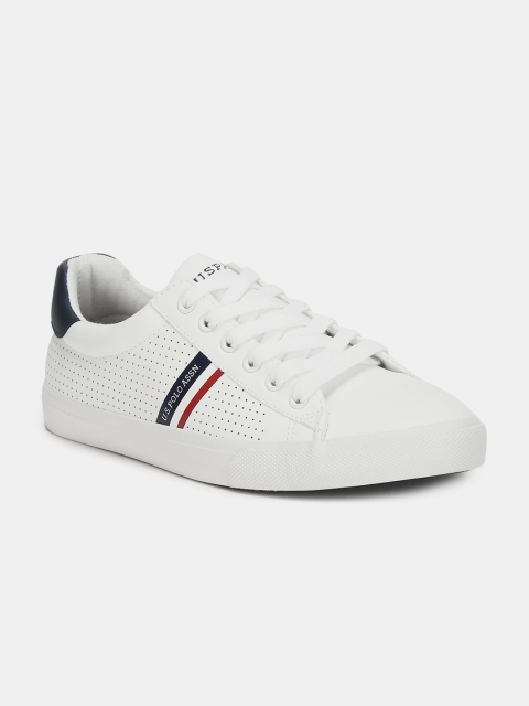

U S Polo Assn Men White Perforated PU Sneakers