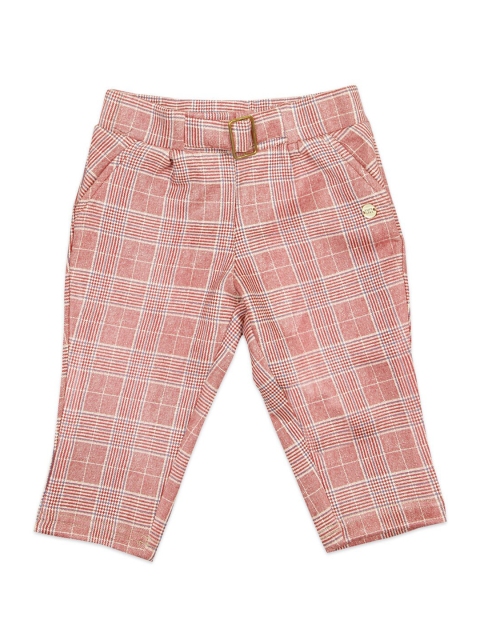 

Tiny Girl Girls Pink & Maroon Checked Capris