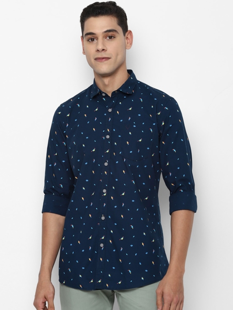 

Allen Solly Sport Men Navy Blue Opaque Printed Pure Cotton Casual Shirt