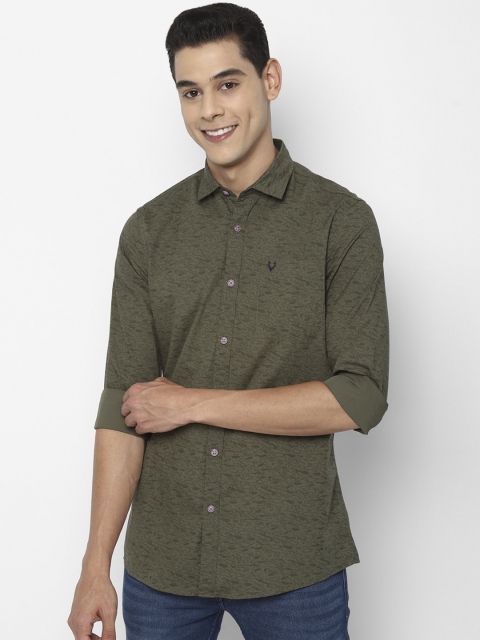 

Allen Solly Sport Men Pure Cotton Olive Green Printed Casual Shirt