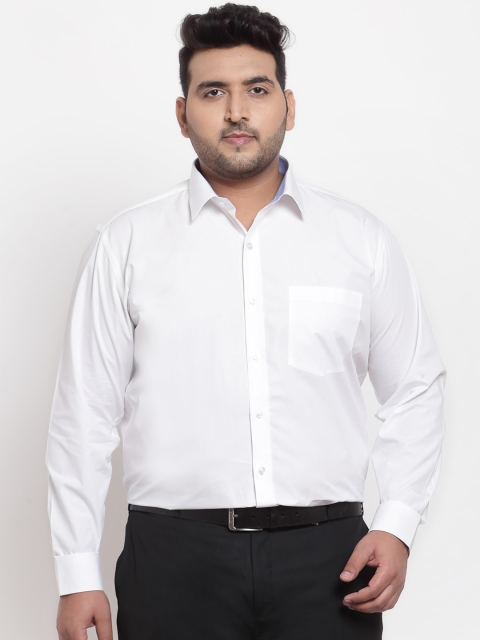 

plusS Men White Cotton Solid Formal Shirt
