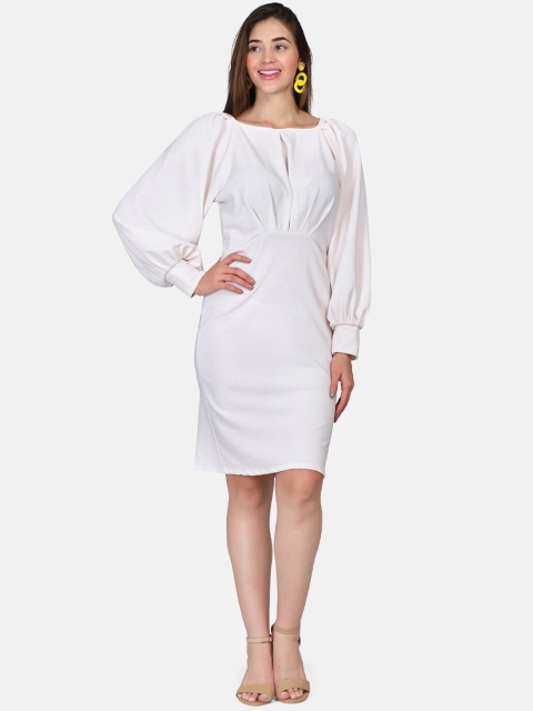 

Sugathari White Solid Sheath Dress