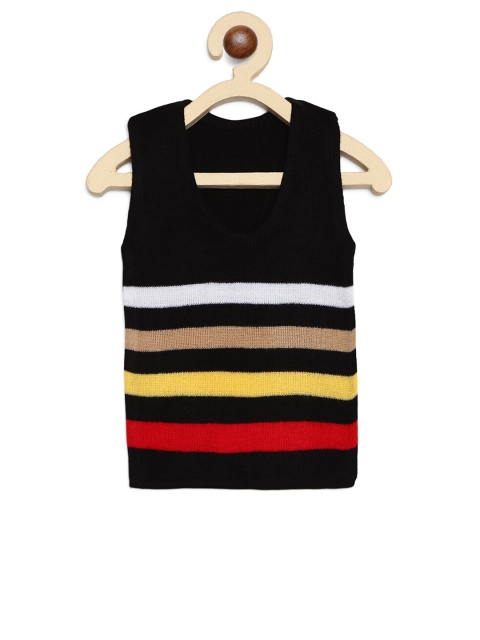 

FABNEST Kids Maroon & Pink Acrylic Striped Sweater Vest
