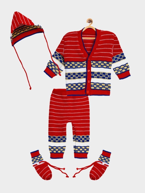 

FABNEST Unisex Kids Pack Of 5 Red Acrylic Sweater Sets