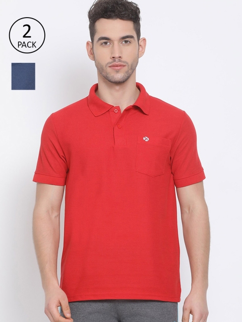 

LUX NITRO Men Set of 2 Polo Collar T-shirts, Red