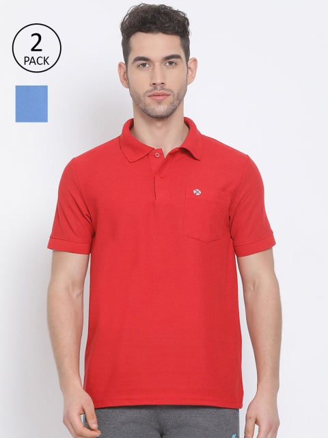 

LUX NITRO Men Pack Of 2 Red & Blue Polo Collar T-shirt