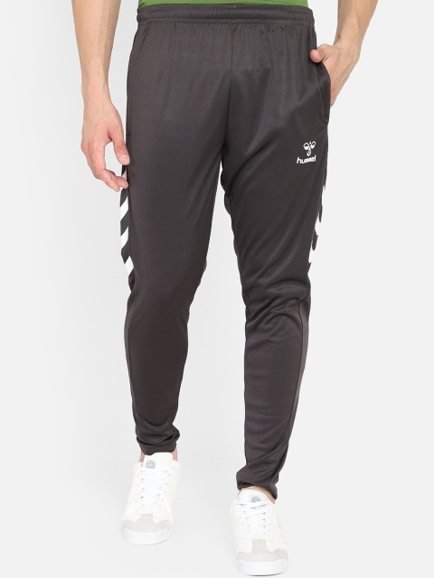 

hummel Men Black & White Brand Logo Printed Track Pants