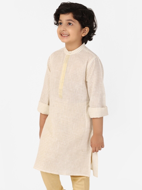 

Fabindia Boys White Cold-Shoulder Sleeves Kurta