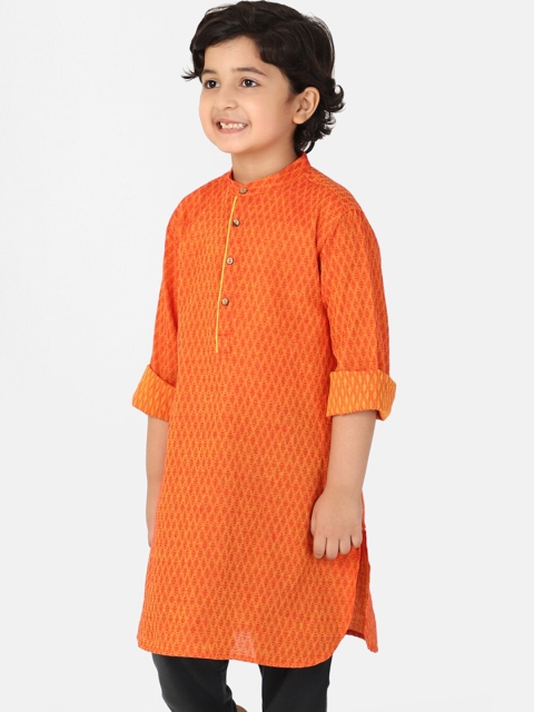 

Fabindia Boys Orange Pathani Kurta